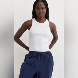 Aerie Free Spirit Ribbed Tank Top Small White